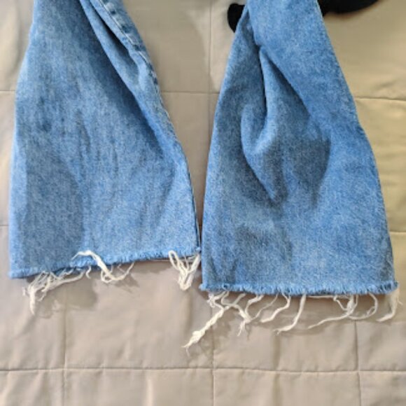 MANGO MNG | Kaia Straight Wide Leg Raw Distressed Hem High Rise Jeans 2 - Picture 7 of 13